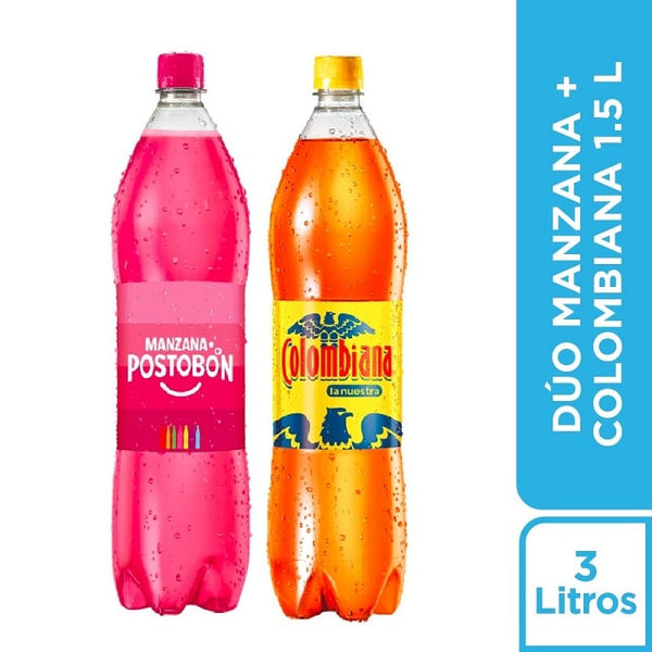 GASEOSA POSTOBON 2U 3000ML MANZANA + COLOMBIANA